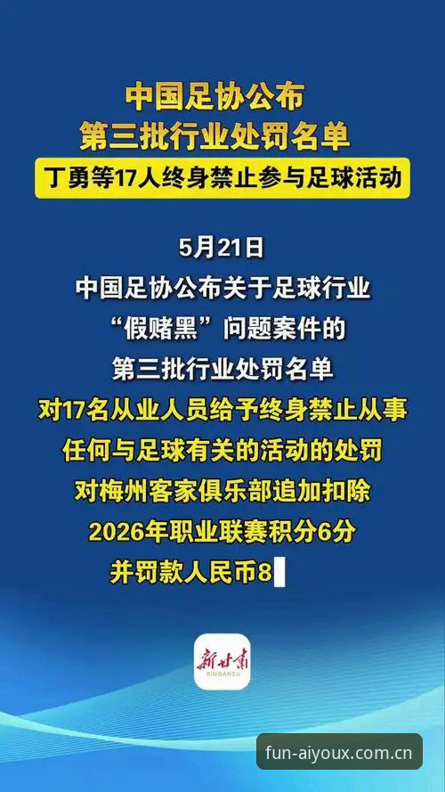 中国足协第三批禁足名单出炉，爱游戏平台用户热议赛事生态净化最新动态
